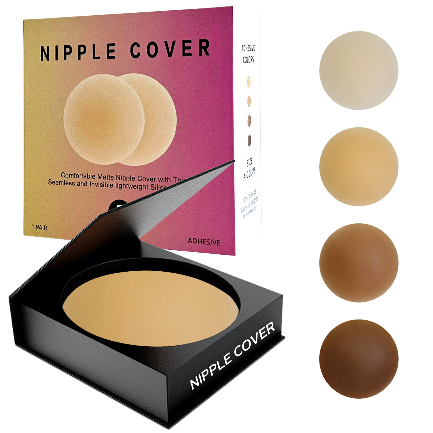Nipple Covers - Adhesive Silicone-Reusable Nipple Covers for Woman w/ Travel Box
