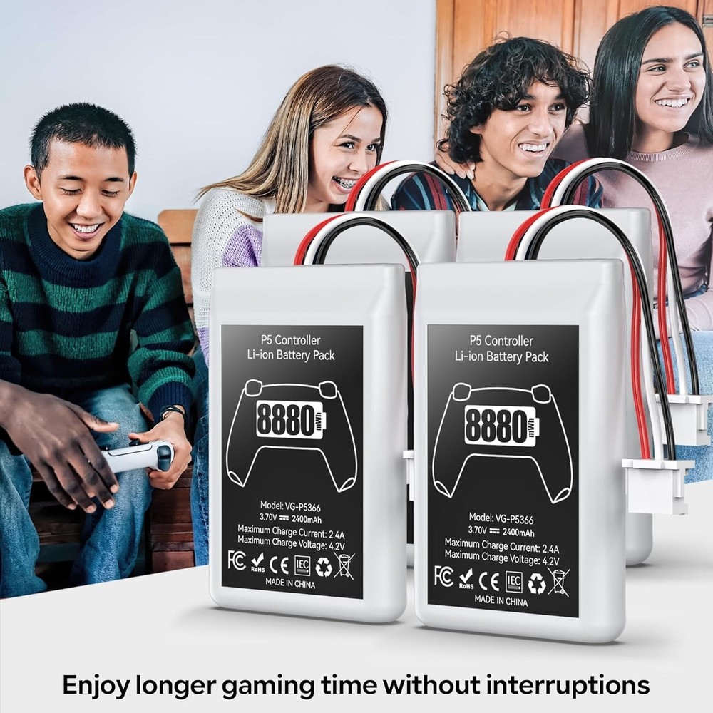 4 Packs Controller Battery for PS5, 8880mWh High Capacity Controller Battery ...