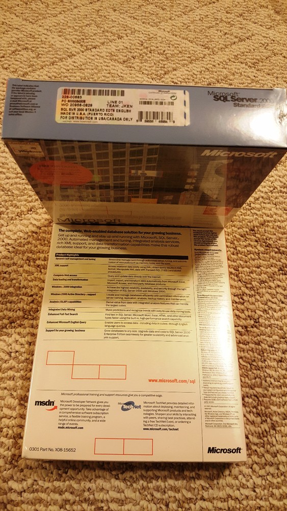 Microsoft SQL Server 2000, SKU 228-00683, 5 CAL, Full Retail, Sealed Box
