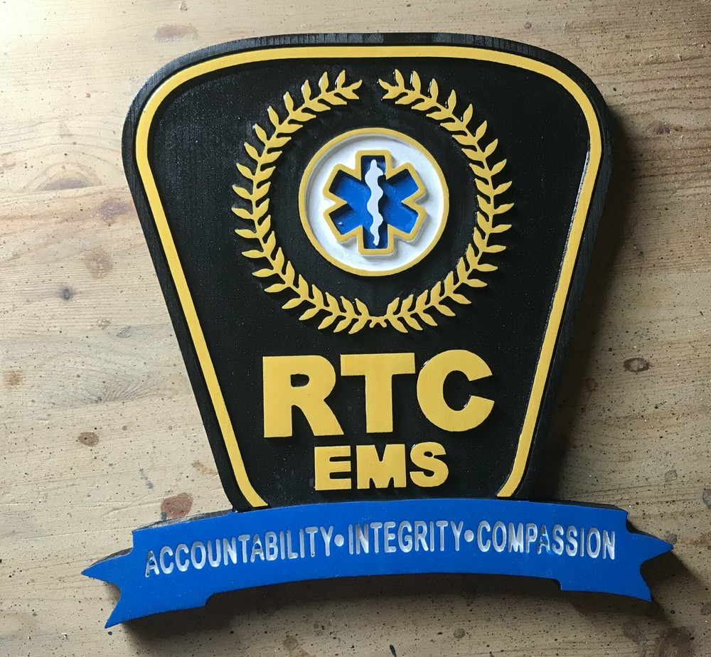 RTC EMS 3D routed wood patch Plaque sign Custom
