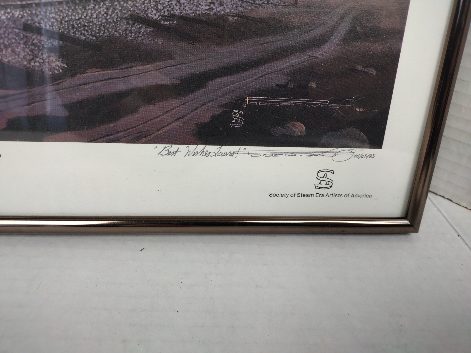 ROLLING THUNDER by ROBERT WEST Artist Signed Railroad Art 1993 Vintage Framed