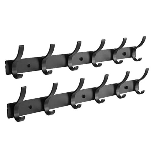 Optish Coat Rack Wall Mount, Coat Hooks Wall Mount, Wall Hooks for 2 Pack Black