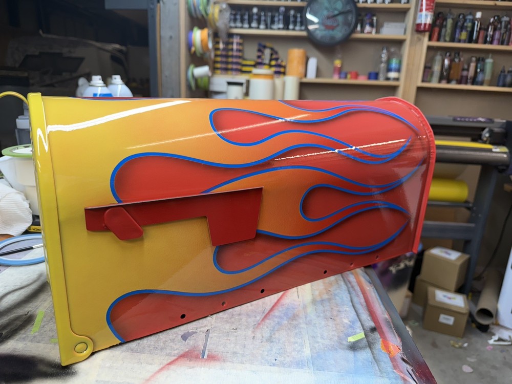 Custom Painted Hotrod Flamed Mailbox