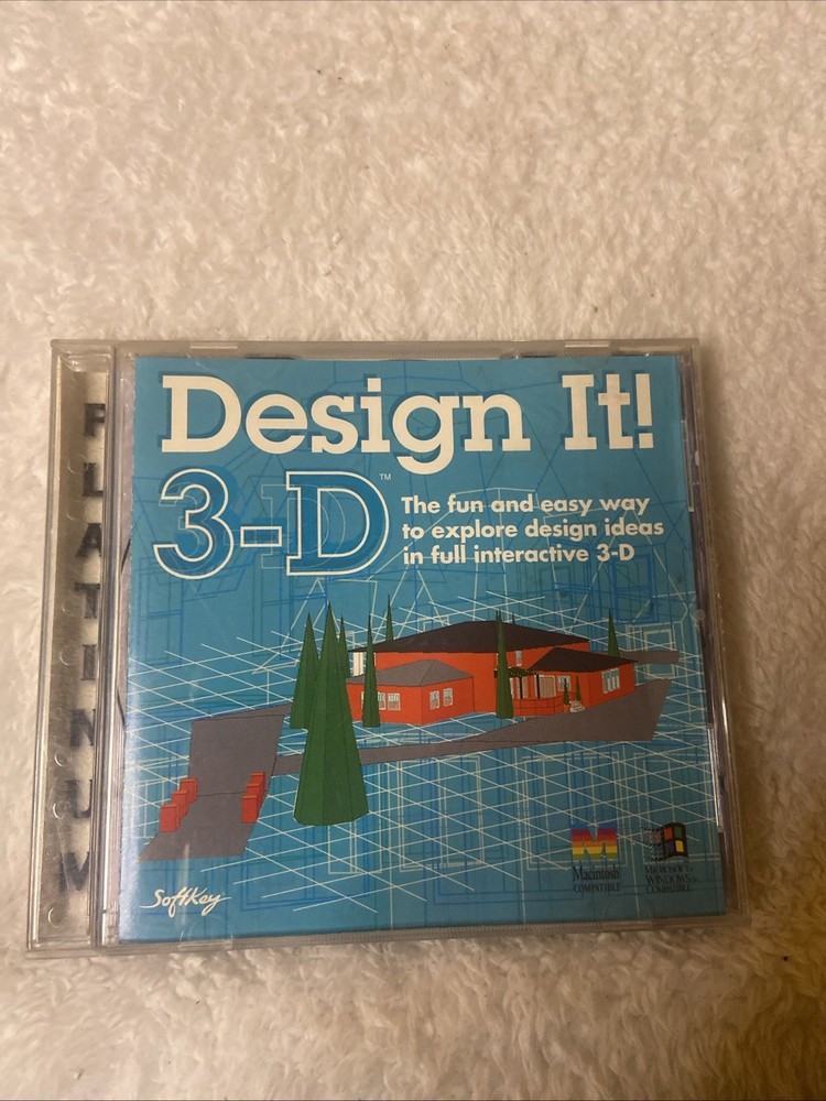 Design It 3D PC CD ROM VTG Softkey WIN MAC 1995 Interactive