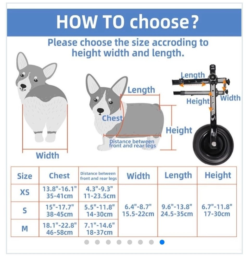Doglemi Dog Wheelchair SMALL Dogs Adjustable Length/Width