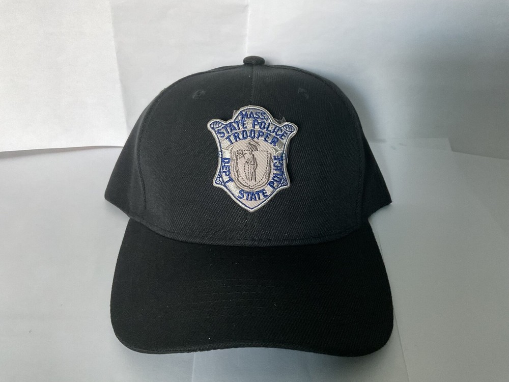 Mass. State Trooper  Collectable Hat patch Sewn on Black Ball Cap