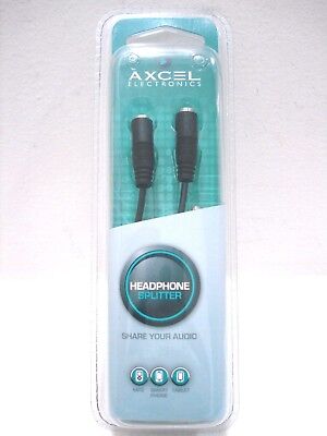 Axcel Electronics Model #: AXC-HSS-B 1-Output Black 3.5mm Headphone Splitter