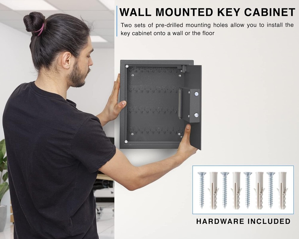 Modern Key Lock Box with Electronic Pin Keypad - Wall Mountable 40 Key Organizer