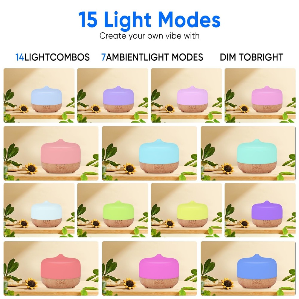 HAPPTWS 1000ml Essential Oil Diffuser - Remote Control Aromatherapy Diffuser ...