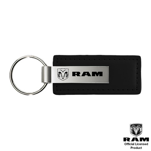 Dodge Ram Black Leather Key Authentic Logo Key Chain Key Ring