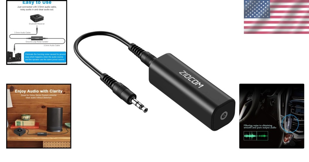 Compact 3.5mm Ground Loop Noise Isolator - Plug & Play Solution for Audio