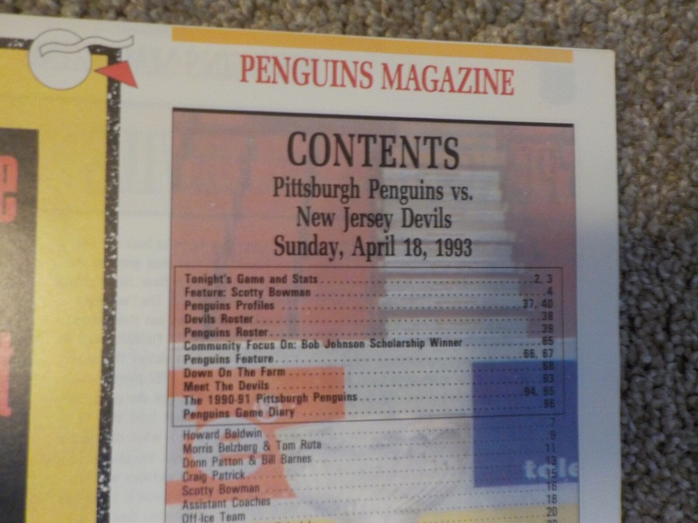 1993 Pittsburgh Penguins Vs New Jersey Devils Playoff Program Stanley Cup