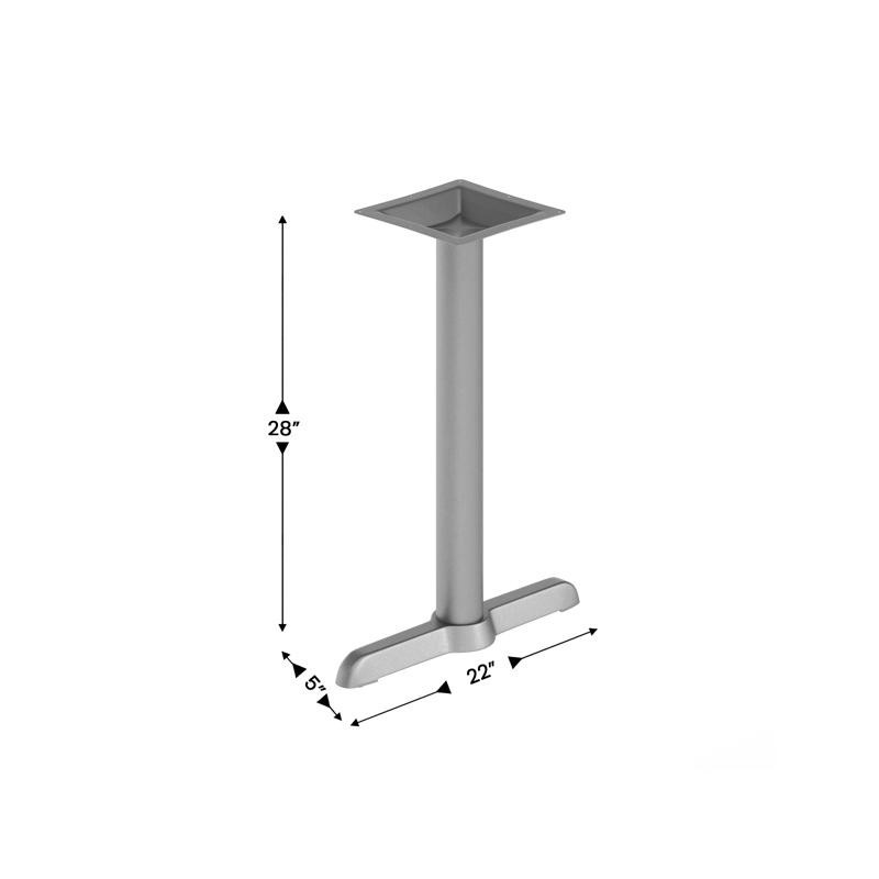 5'' x 22'' Restaurant Table T-Base with 3'' Dia. Table Height Column in Silver