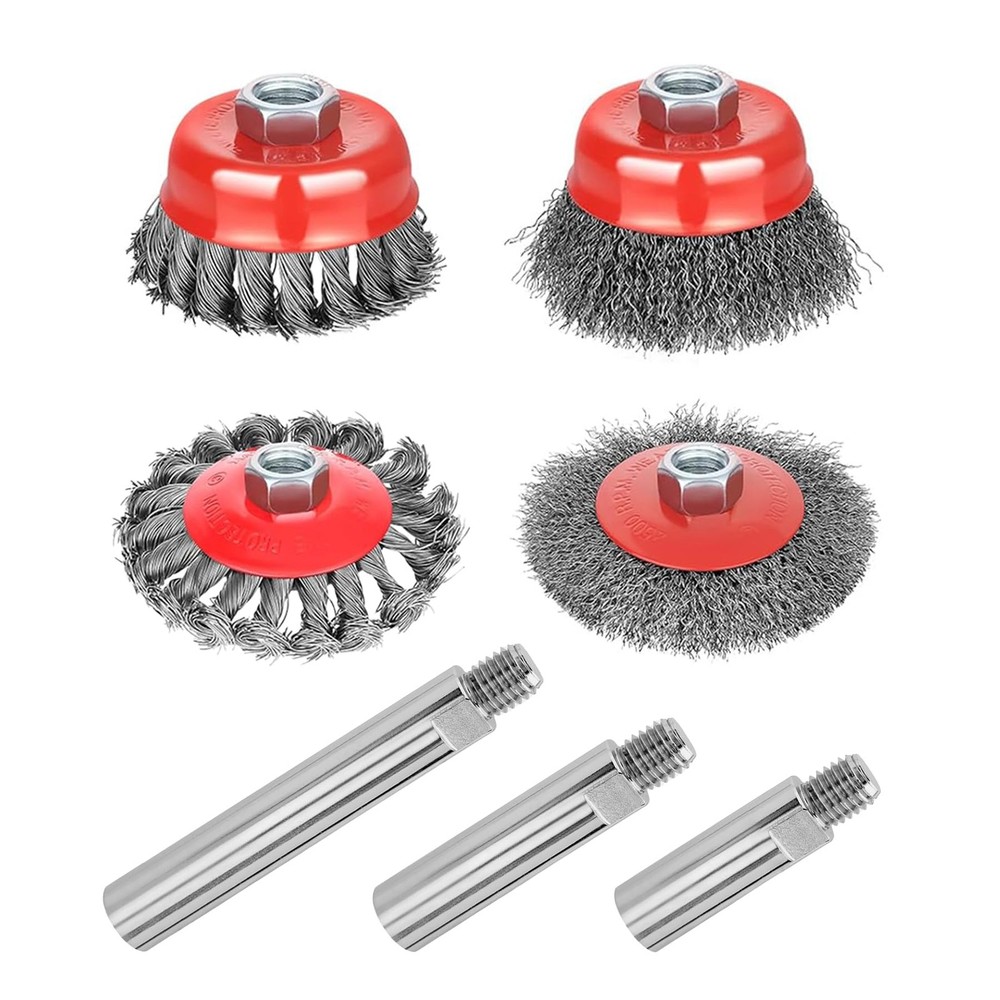 7 Pack Wire Wheel Cup Brush for 4 1/2 Angle Grinder with 5/8"-11 Thread.