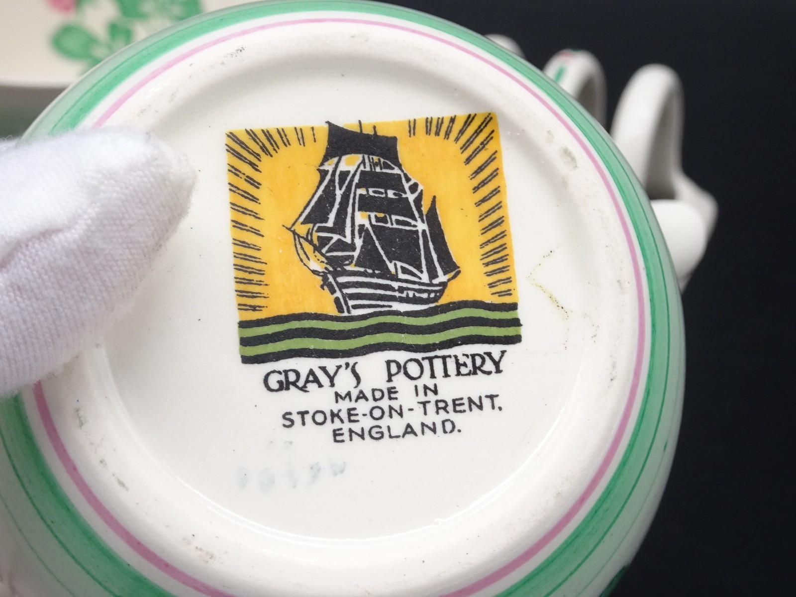 VINTAGE GRAY'S POTTERY SHAMROCK CLOVER LEAF 6 PC. BREAKFAST SET STOKE-ON-TRENT