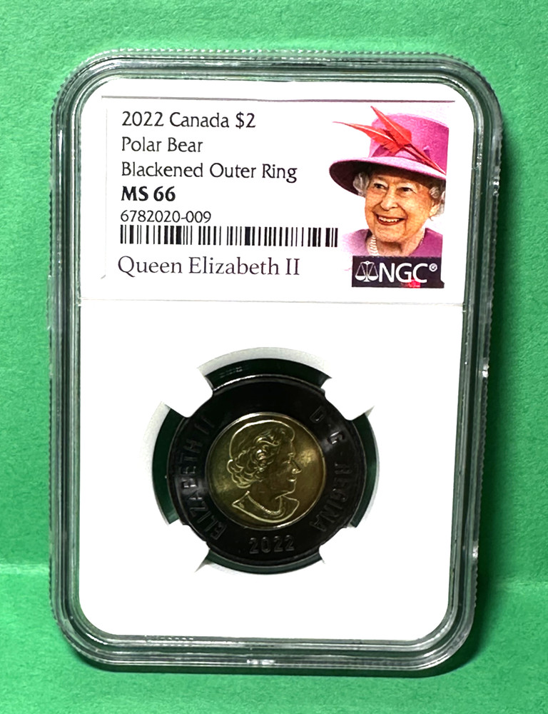 2022 CANADA $2 POLAR BEAR BLACKENED OUTER RING MS66