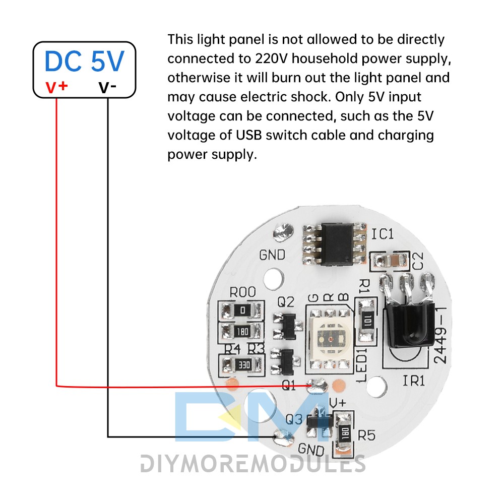 DC 5V RGB Light Board 24 Key IR Wireless Remote Control Switch LED Control