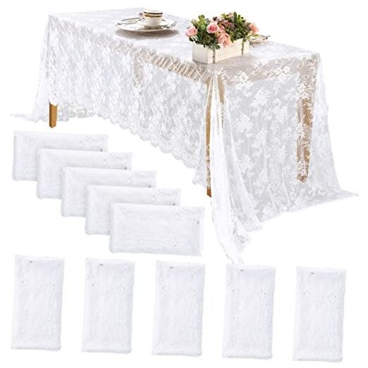 10 Pcs Lace Tablecloth Rectangular 60 x 120 Inch Wedding Rustic Tablecloth