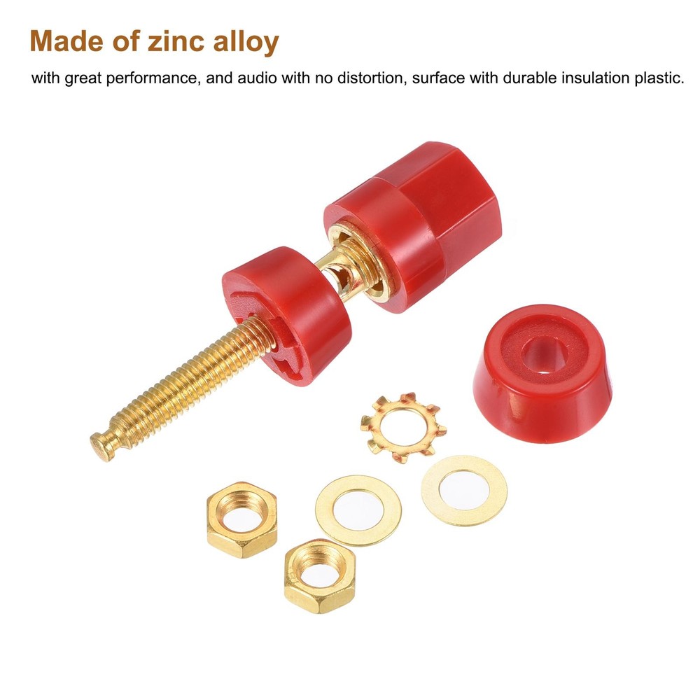 Terminal Binding Post Amplifier Terminal Connector Jack Speaker Black Red 2 Set