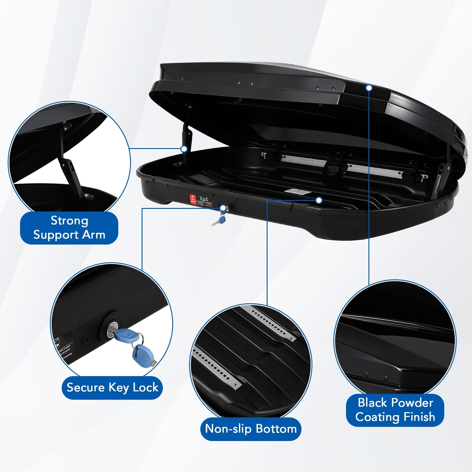 Hard Shell Roof Top Cargo Carrier, 12.4 Cu.Ft Waterproof Car Roof Storage Box