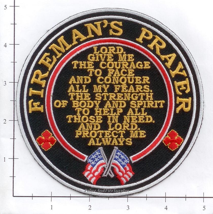 Fireman Prayer Fire Dept Patch -  Large 5 inches