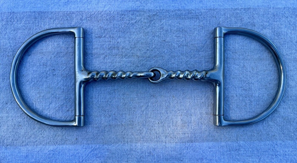 Used Dublin D-ring Corkscrew Snaffle Bit, Stainless Steel