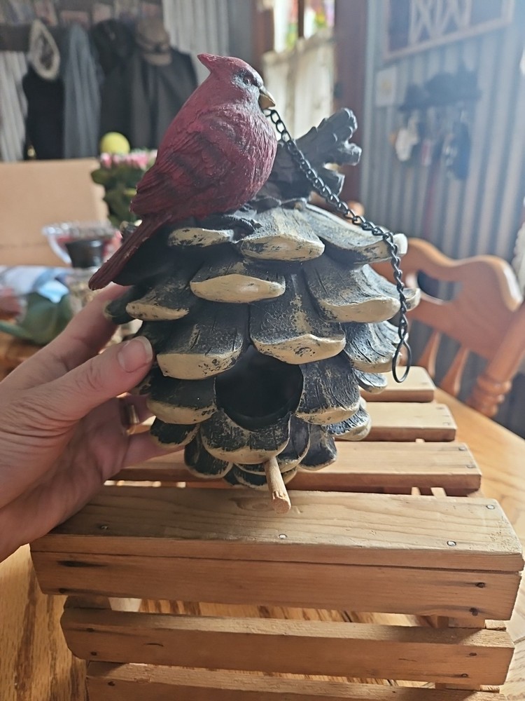 Cardinal Pinecone Birdhouse (B25)