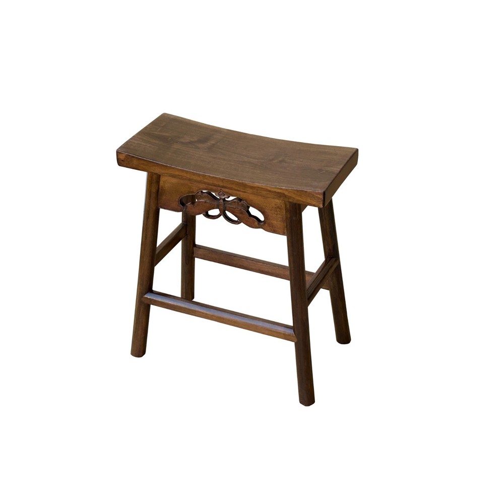 Walnut Brown Butterfly Accent Rectangle Backless Bench Side Table GB173