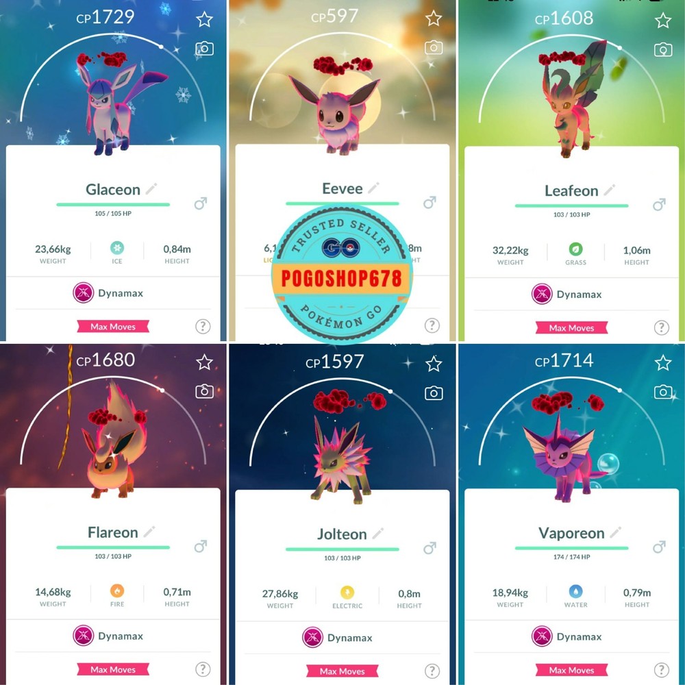 Pokémon PTC Go - Shiny Dynamax Eevee ✨ Evolutionary Forms ✨Read Description