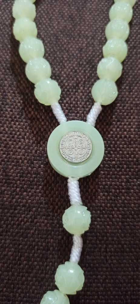 Rosary Luminous Phosphorous Hand Made Jerusalem Saint Benedict Glow in the Dark