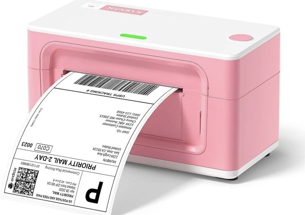 MUNBYN 4x6 Thermal Shipping Label Printer-Pink