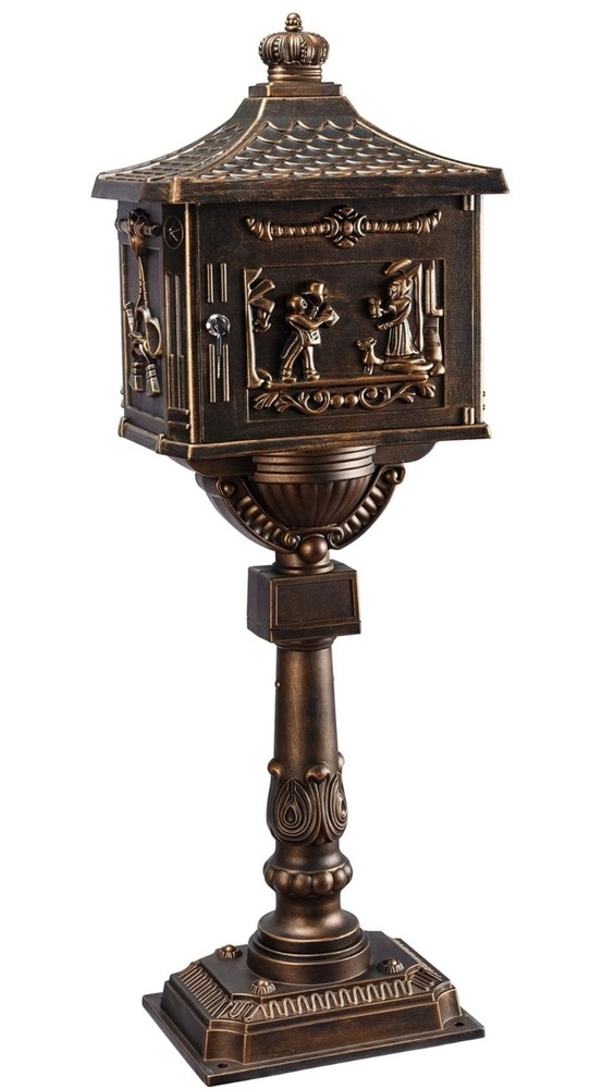 Mailbox Rustproof Cast Aluminum Locking Security Post Mount Mail Box, Large, ...