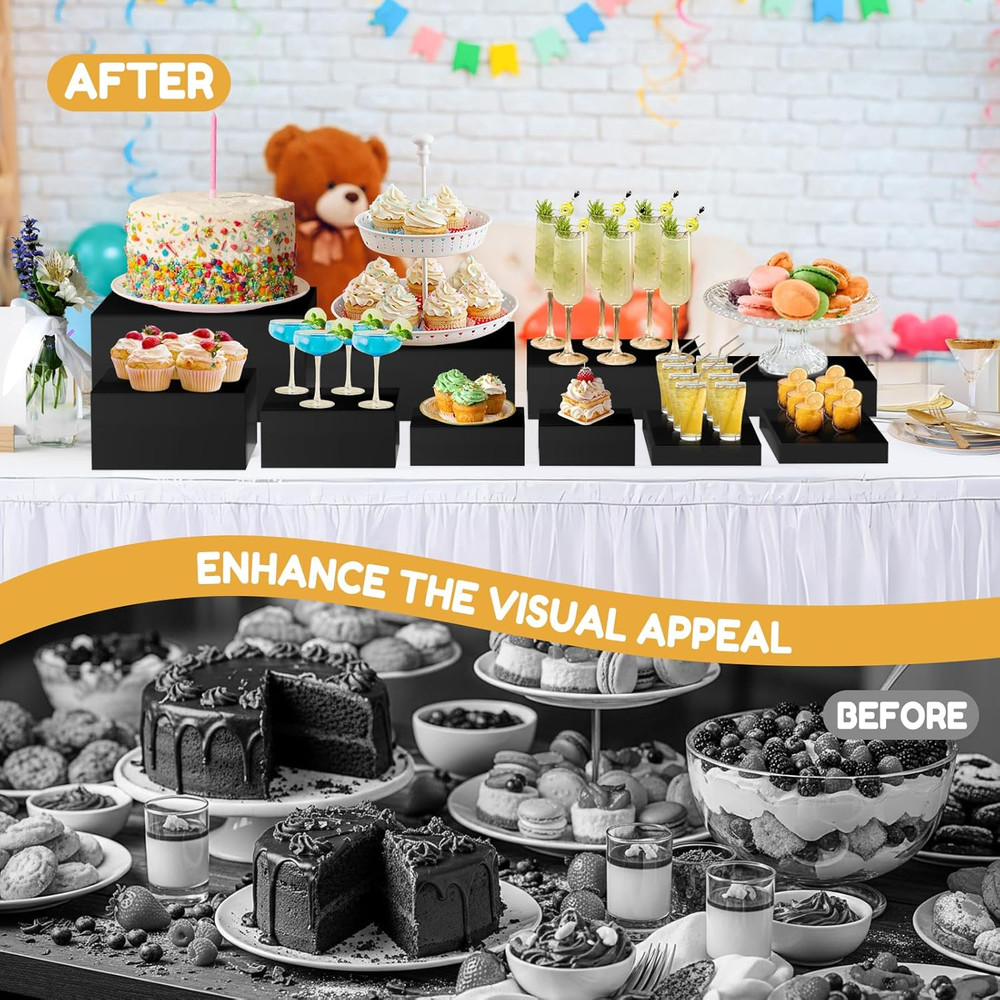 Large Acrylic Buffet Risers Set, Stackable Food Display Stands, 10 Pcs