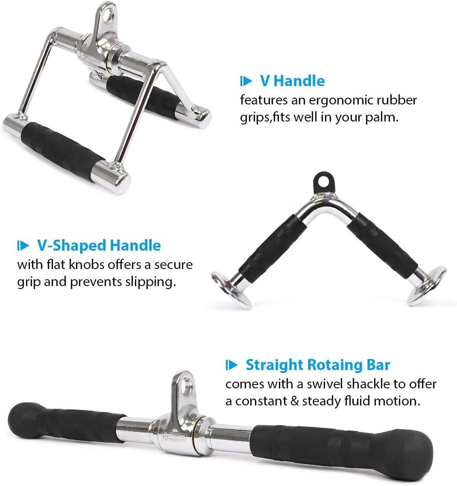 triceps pull down attachment, home gym cable machine accessories.