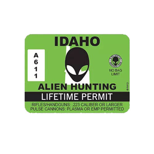 Idaho Alien Hunting Permit Sticker Decal