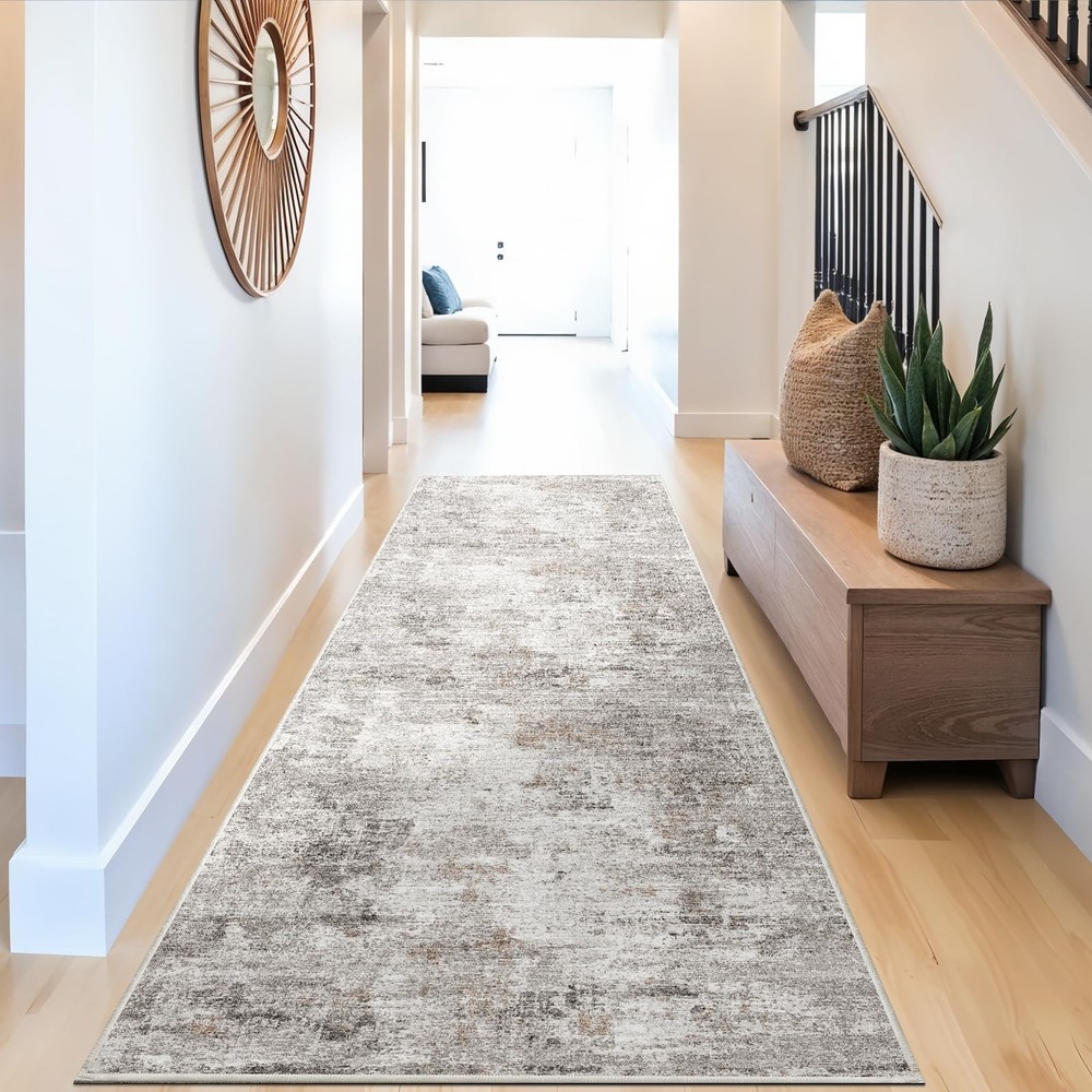 3x10 Ft Long Hallway Runner Rug - 3' x 10' (Rectangular), Beige/Grey/Brown