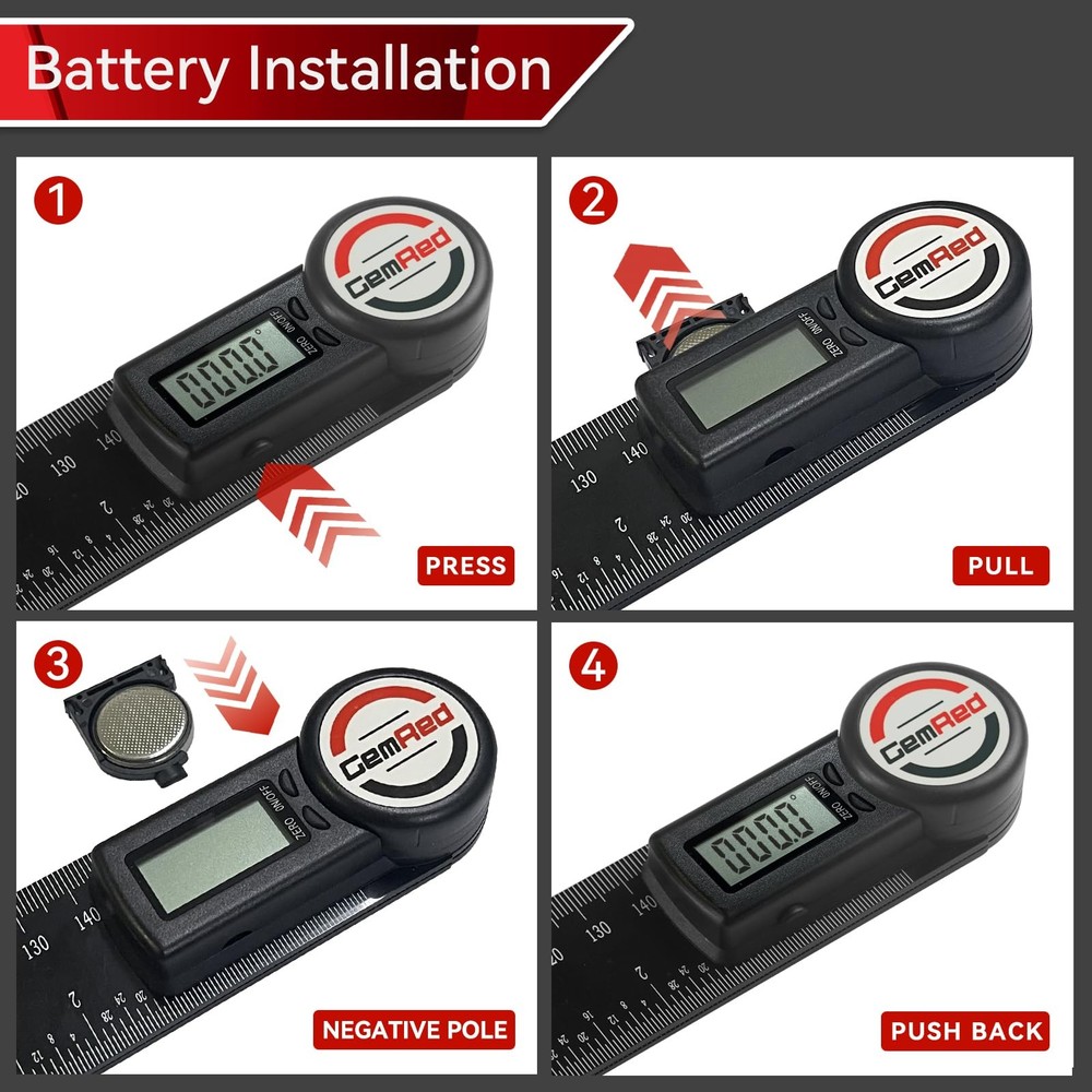 GemRed Digital Protractor Digital Angle Finder Ruler