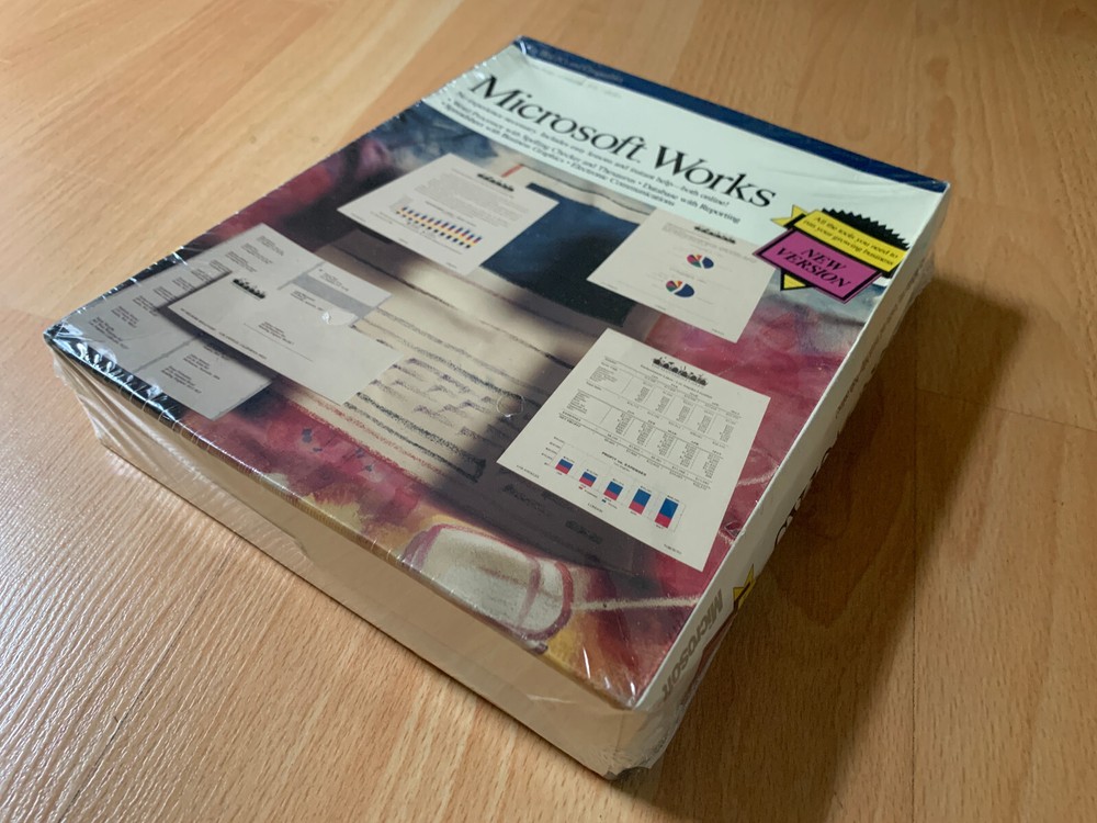 Microsoft Works 1989 2.0 for Windows Vintage Software Sealed Smashed Box