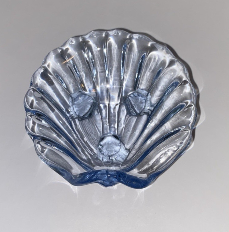 Cambridge Caprice Moonlight Blue Glass Shell-Shaped Open Salt Dish