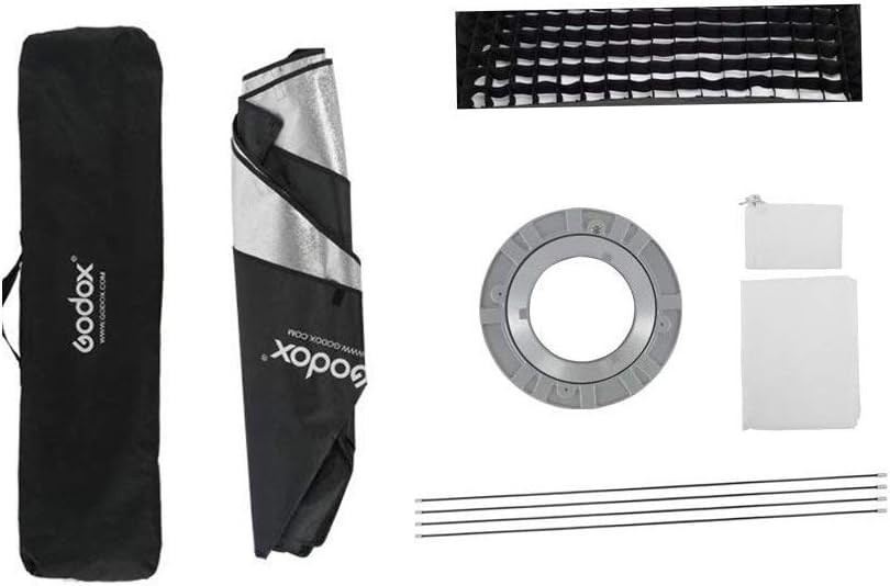 US Godox 22x90cm Rectangle Bowens Mount Strip Softbox with Grid For Strobe Flash