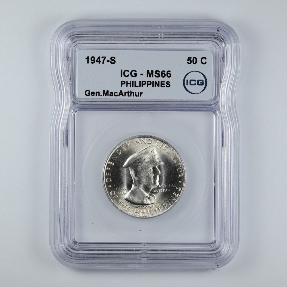1947-S Philippines MacArthur 50 Centavos ICG MS66