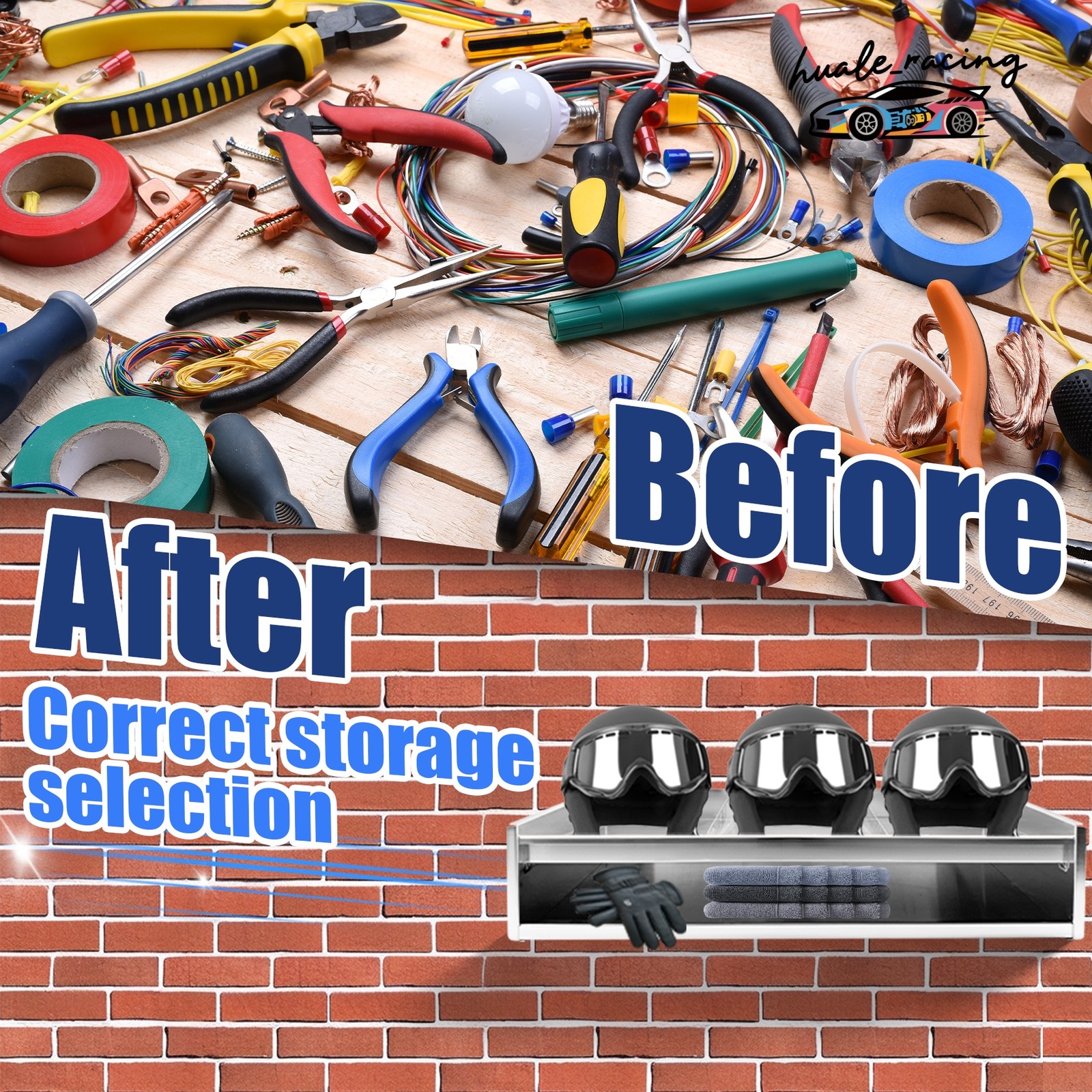 Aluminum Helmet Bay Holder Rack For Trailer Shop Garage Storage Organizer