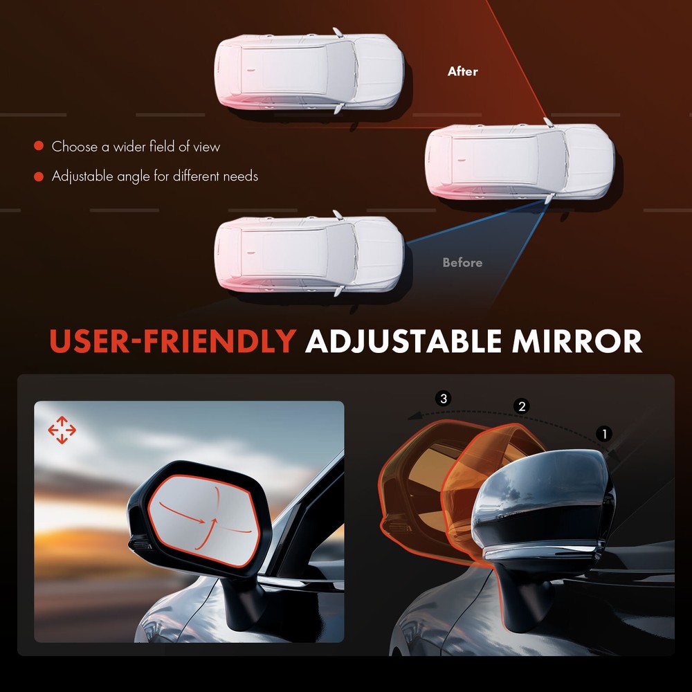 Driver Left Side Power Mirror Heated Manual Folding for Dodge Durango 2011-2017