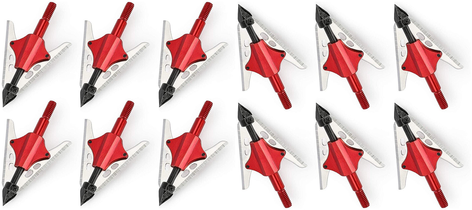 12Pcs BloodRunner Hunting Broadheads 100Gr 2 Spring Slide Retractable Blade Tip