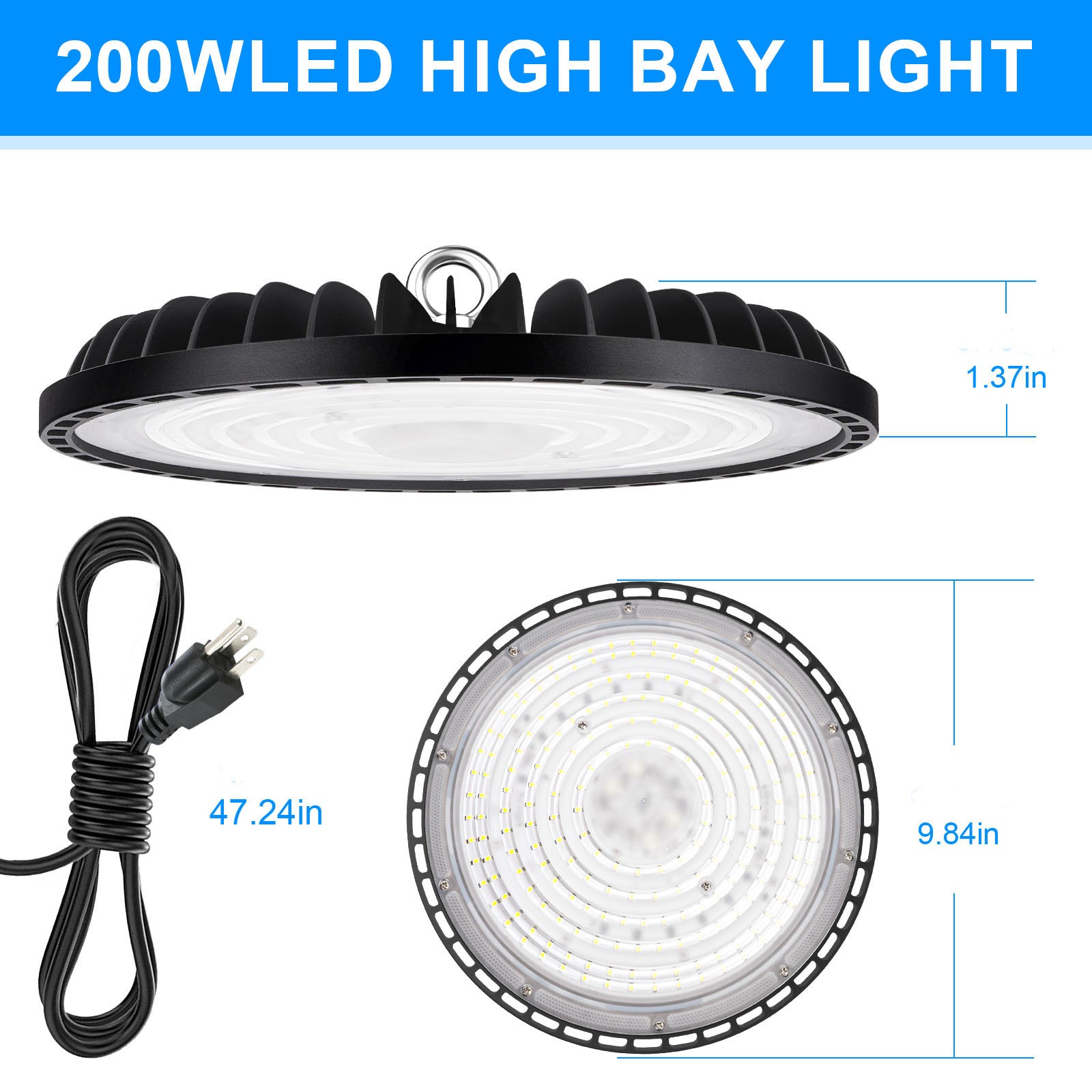 10 Pack 200W UFO Led High Bay Light Factory Commercial Warehouse Industrial Shop