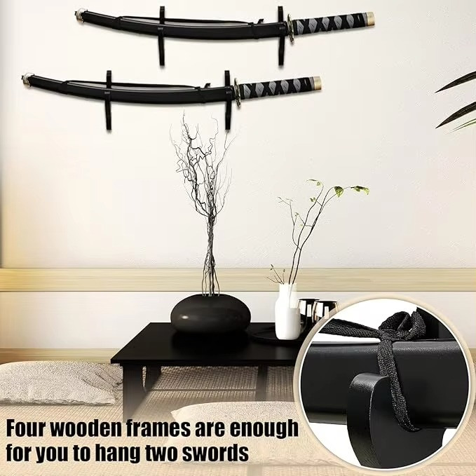 2/Set Sword Hook Wall Mount Samurai Sword Hanger Display Holder Adjustable fo...