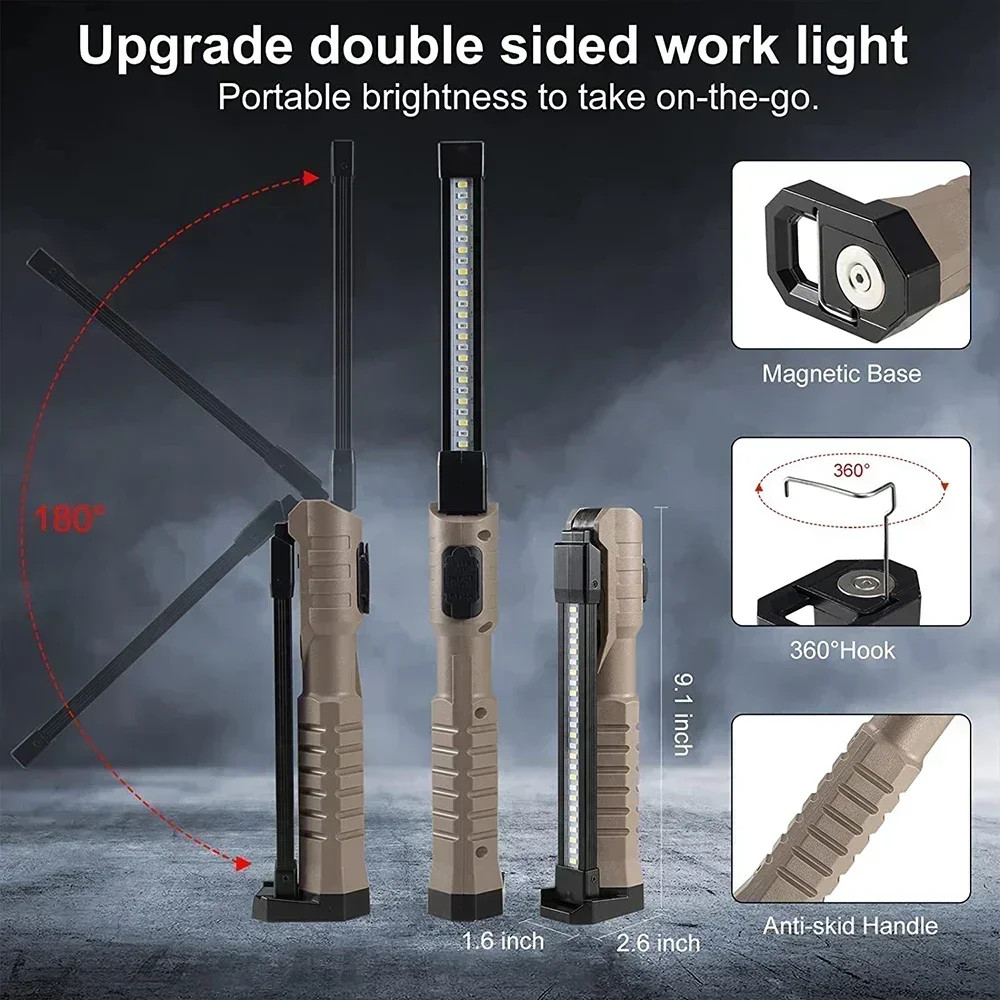 Folding COB XPE LED Work Light Flashlight USB Rechargeable SOS Torch