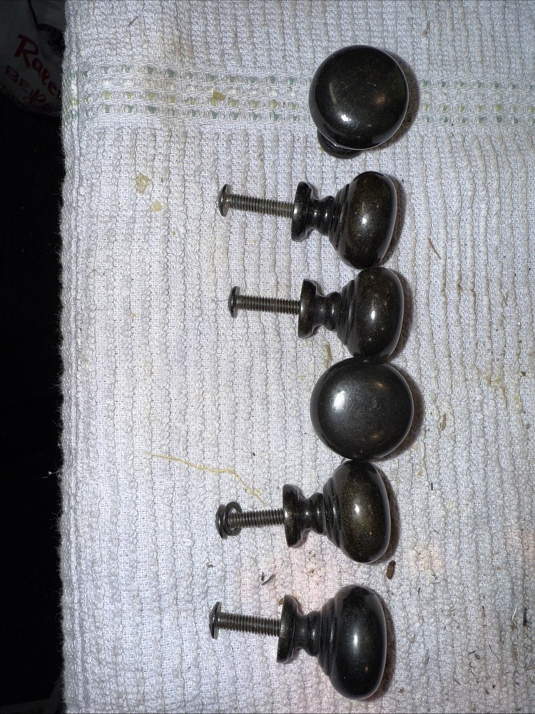 6 Pack of Black Round Knobs- 1” Round