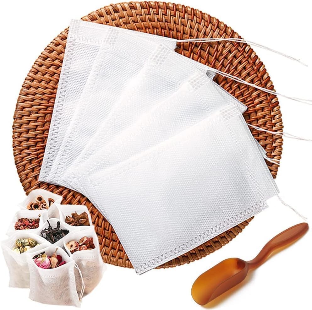200 Pcs Disposable Tea Filter Bags Empty Drawstring Teabags for Loose Leaf Tea