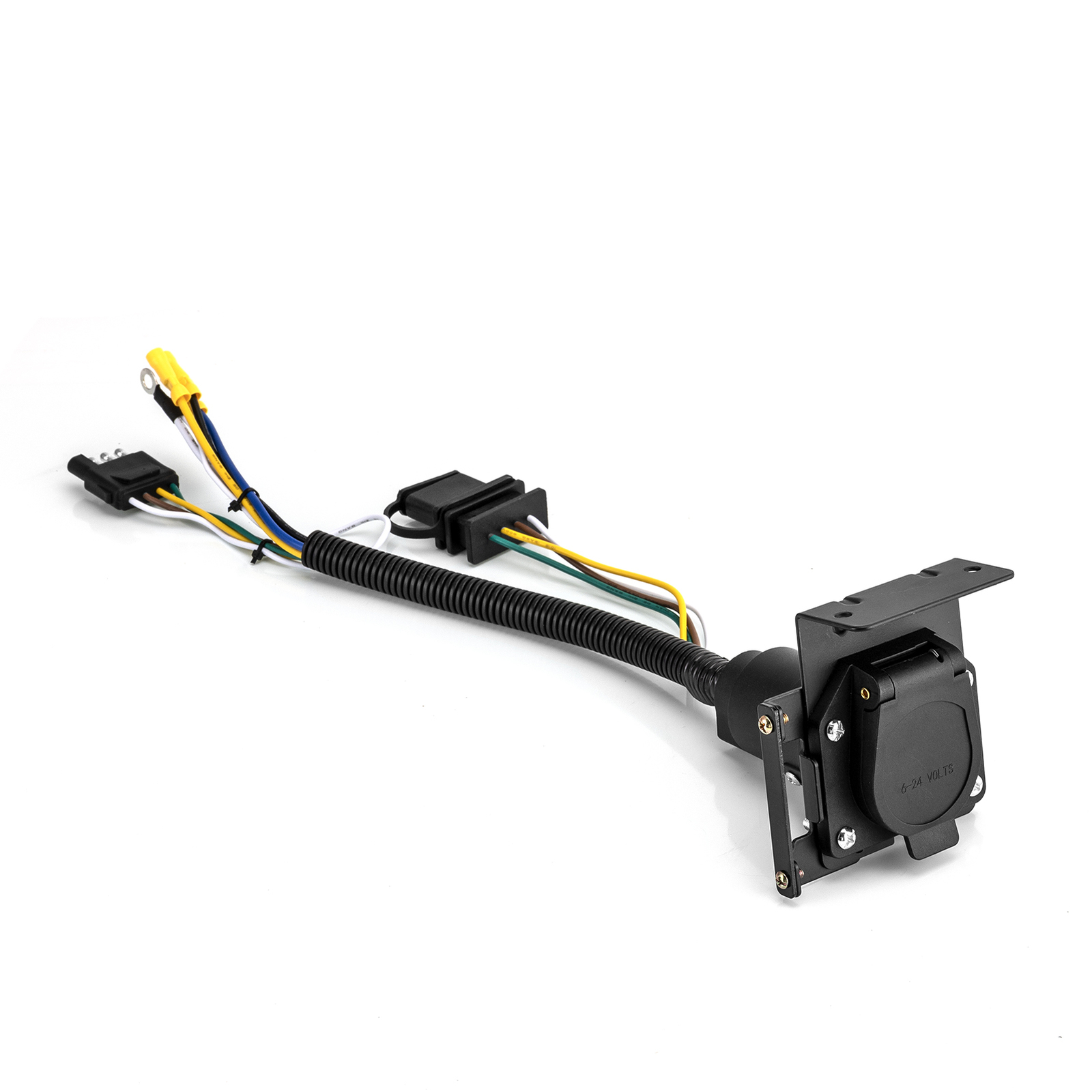 4-Way Flat to 7-Way RV Blade Trailer Wiring Adapter Connector Plug 7/4 Pin